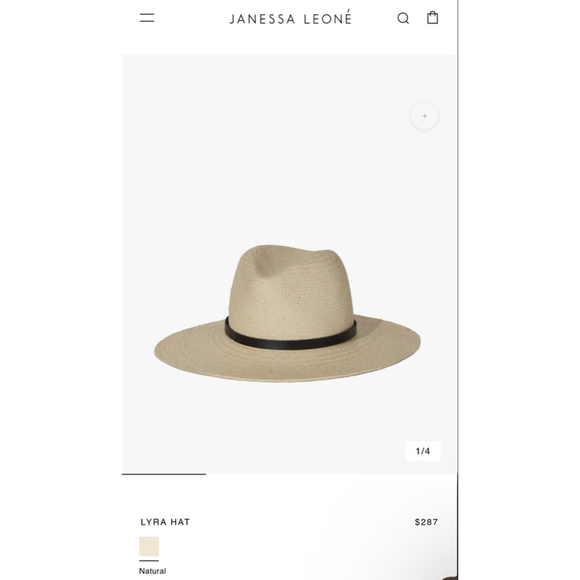 JANESSA LEONE Lyra Hat in Natural with Black Band L